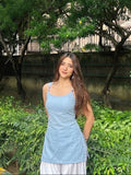 नज़र Kurti 💙 (Powder Blue Lace-Up Back Kurti)