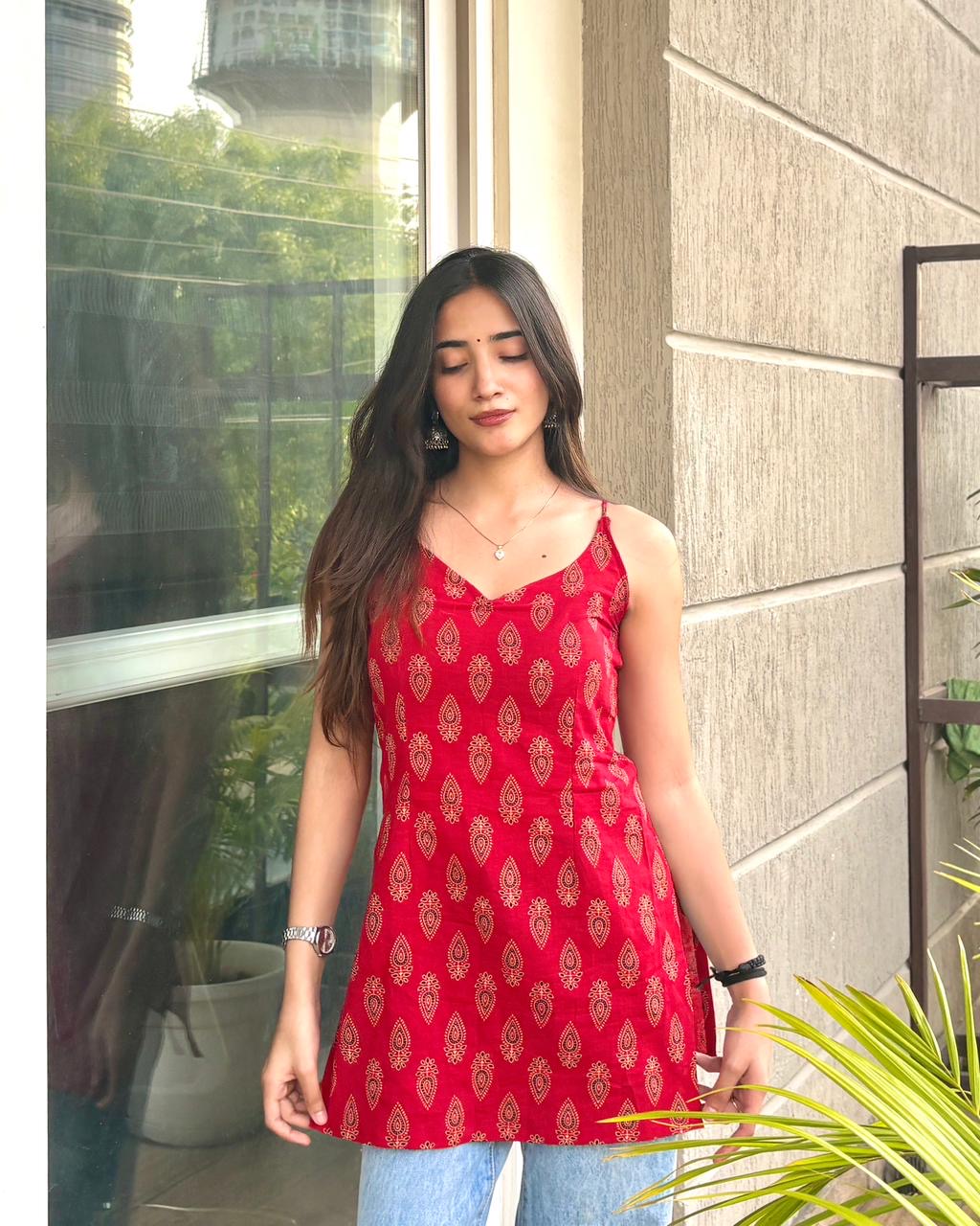 बेरी Kurti 🍓 (Crimson Bagru Handblock Kurti)