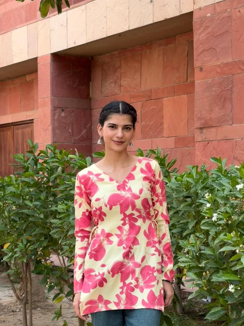 गुलाबो Kurti 🌺 (Rosy Bloom Tie-Up Kurti)