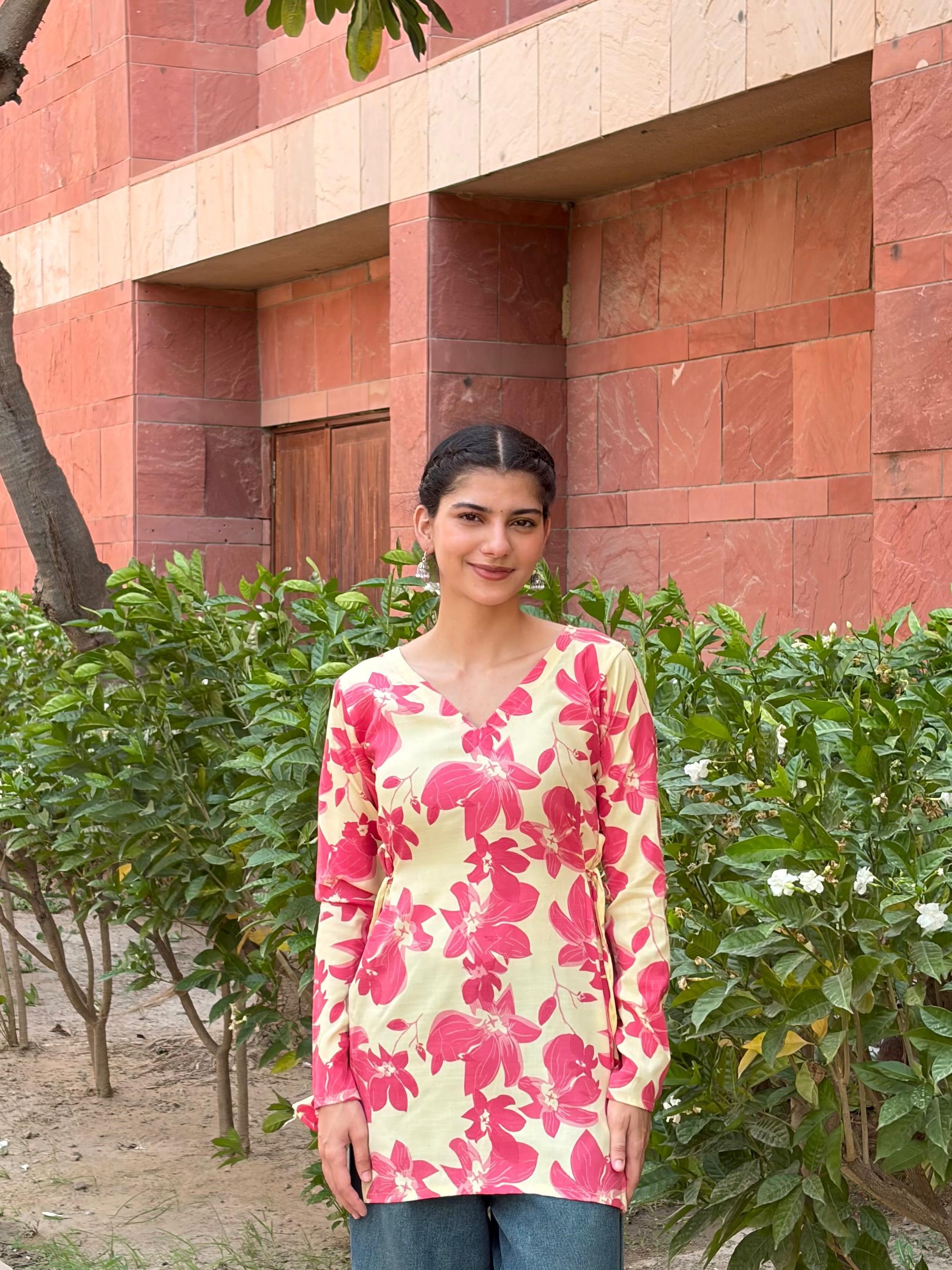 गुलाबो Kurti 🌺 (Rosy Bloom Tie-Up Kurti)