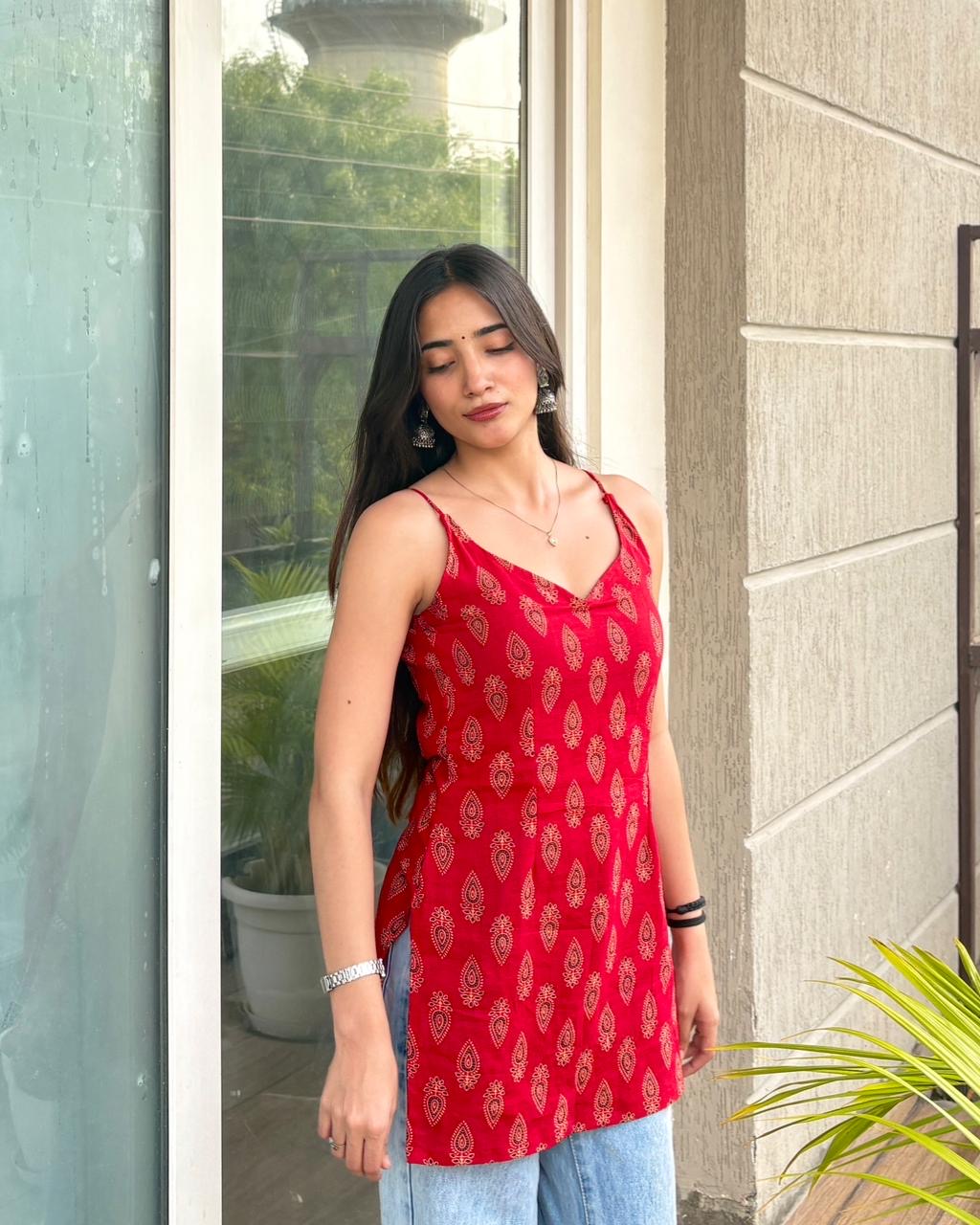 बेरी Kurti 🍓 (Crimson Bagru Handblock Kurti)