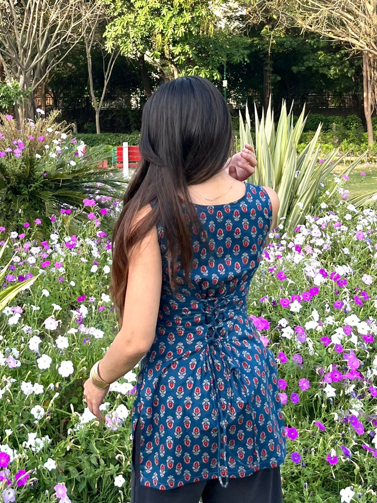 झरना Kurti 🌊 (Indigo Bagru Handblock Kurti)