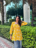 सुनहरी Kurti🌻 (Mustard Yellow Floral Kurti)