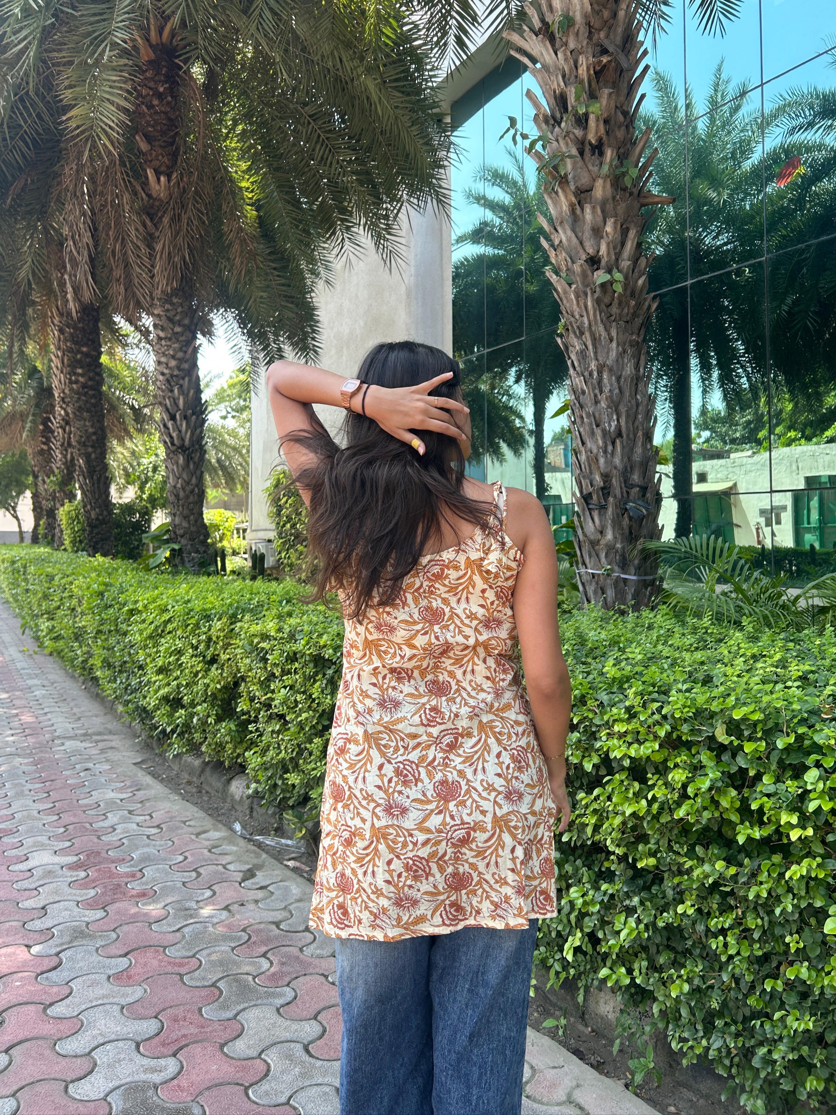 चंपा Kurti 🌸 (Rust Blossom Cotton Kurti)
