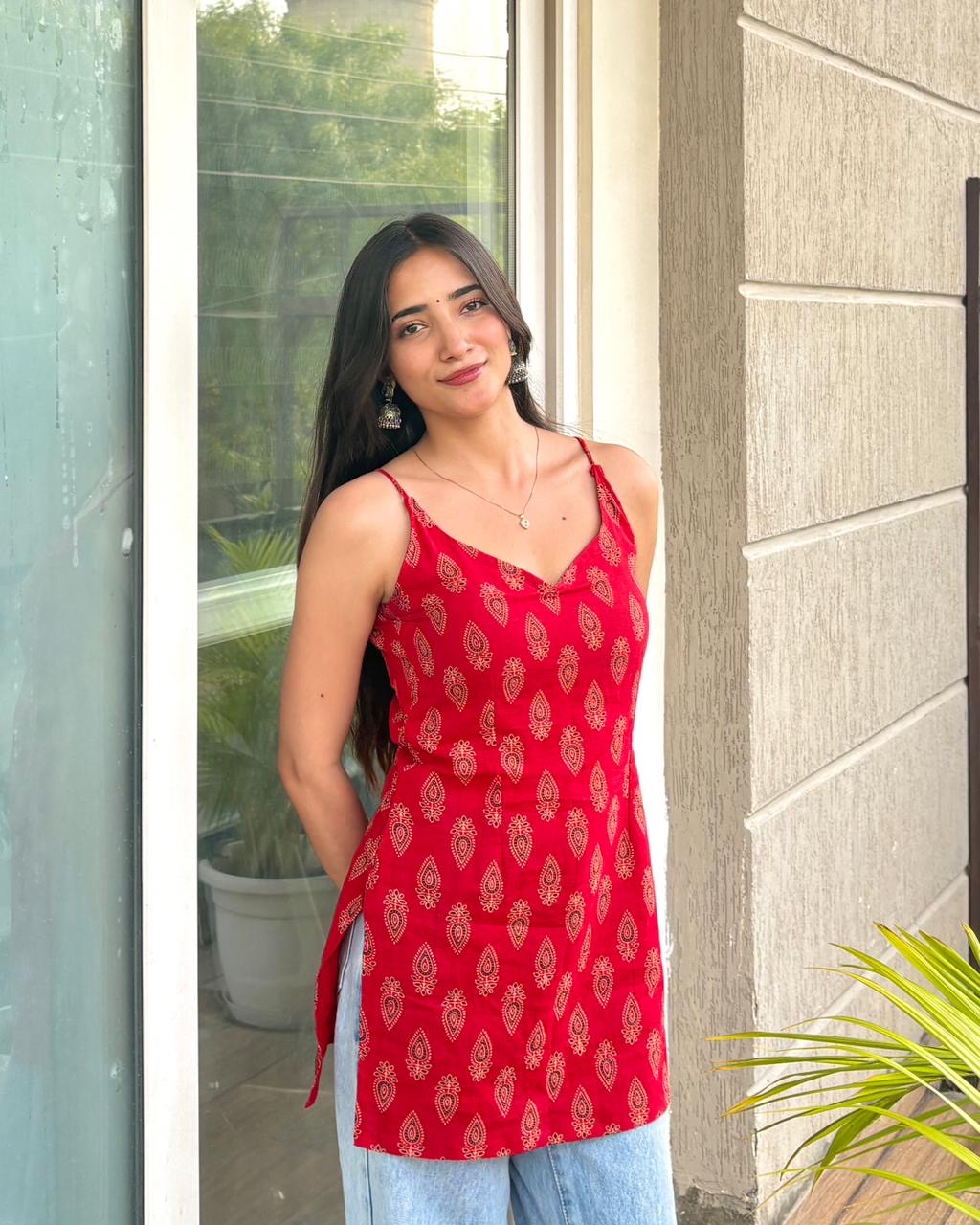 बेरी Kurti 🍓 (Crimson Bagru Handblock Kurti)
