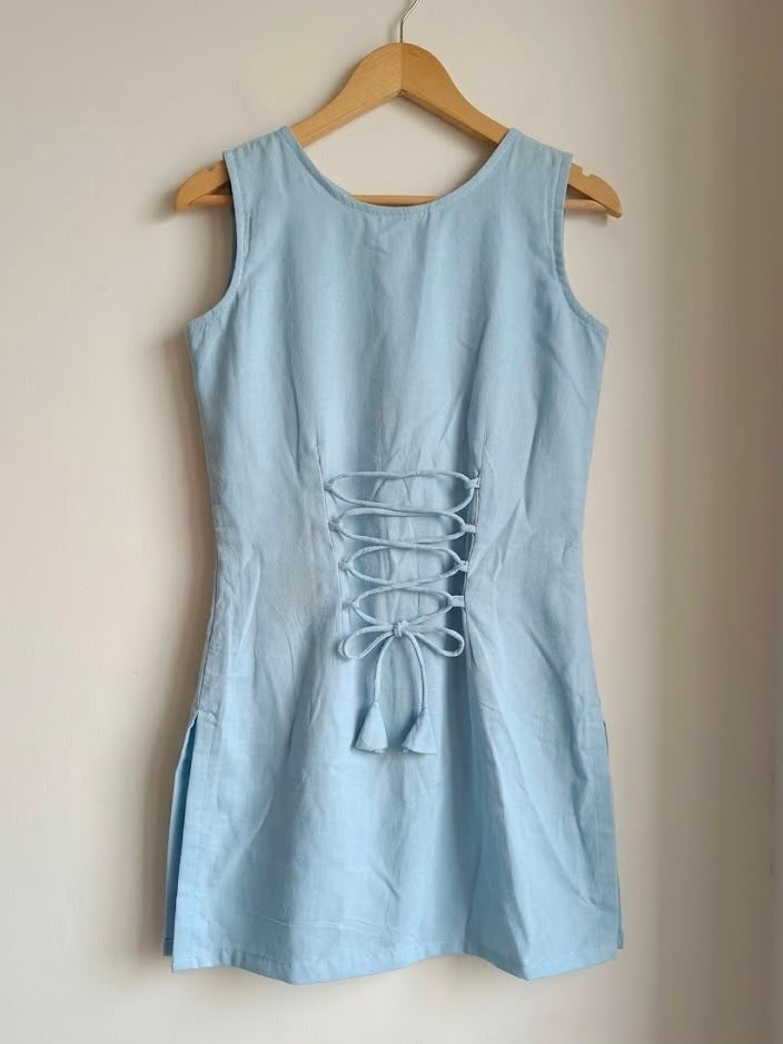 नज़र Kurti 💙 (Powder Blue Lace-Up Back Kurti)