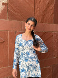 नाज़नीन Kurti 💙 (Azure Bloom Side-Tie Kurti)