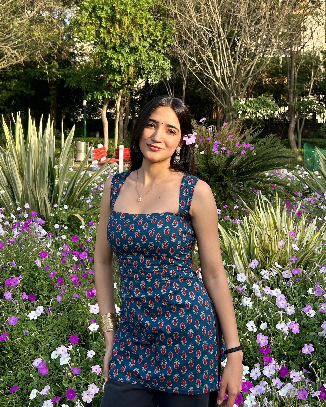 झरना Kurti 🌊 (Indigo Bagru Handblock Kurti)
