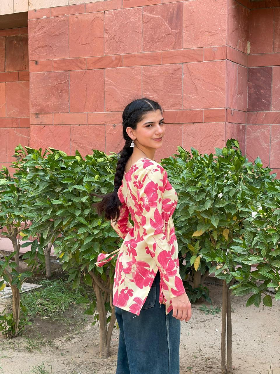 गुलाबो Kurti 🌺 (Rosy Bloom Tie-Up Kurti)
