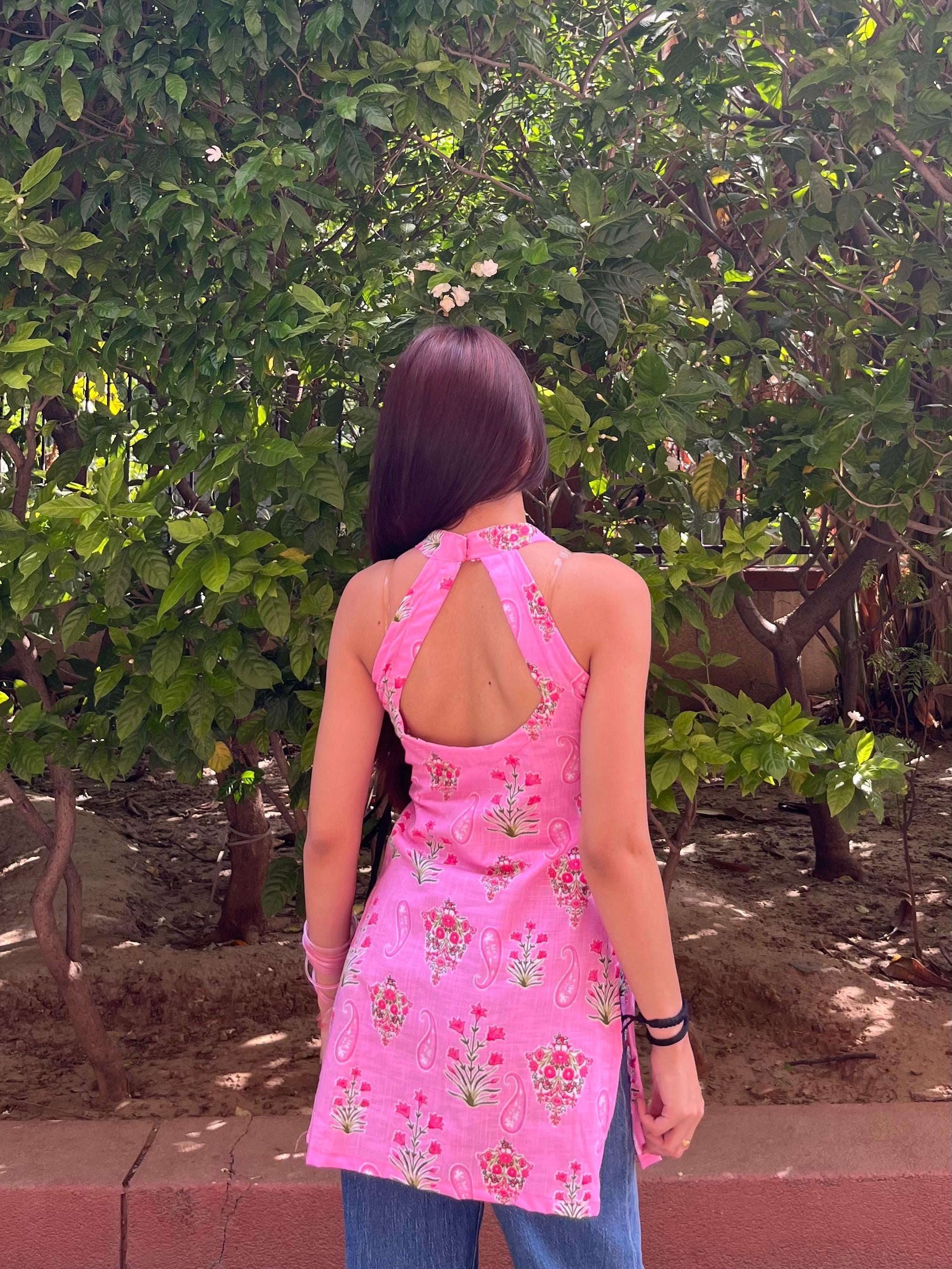 दिलरुबा Kurti 💖 (Blush Blossom Halter Kurti)