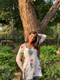 शबनम Kurti 💧 (Ivory Blossom Tie-Up Kurti)