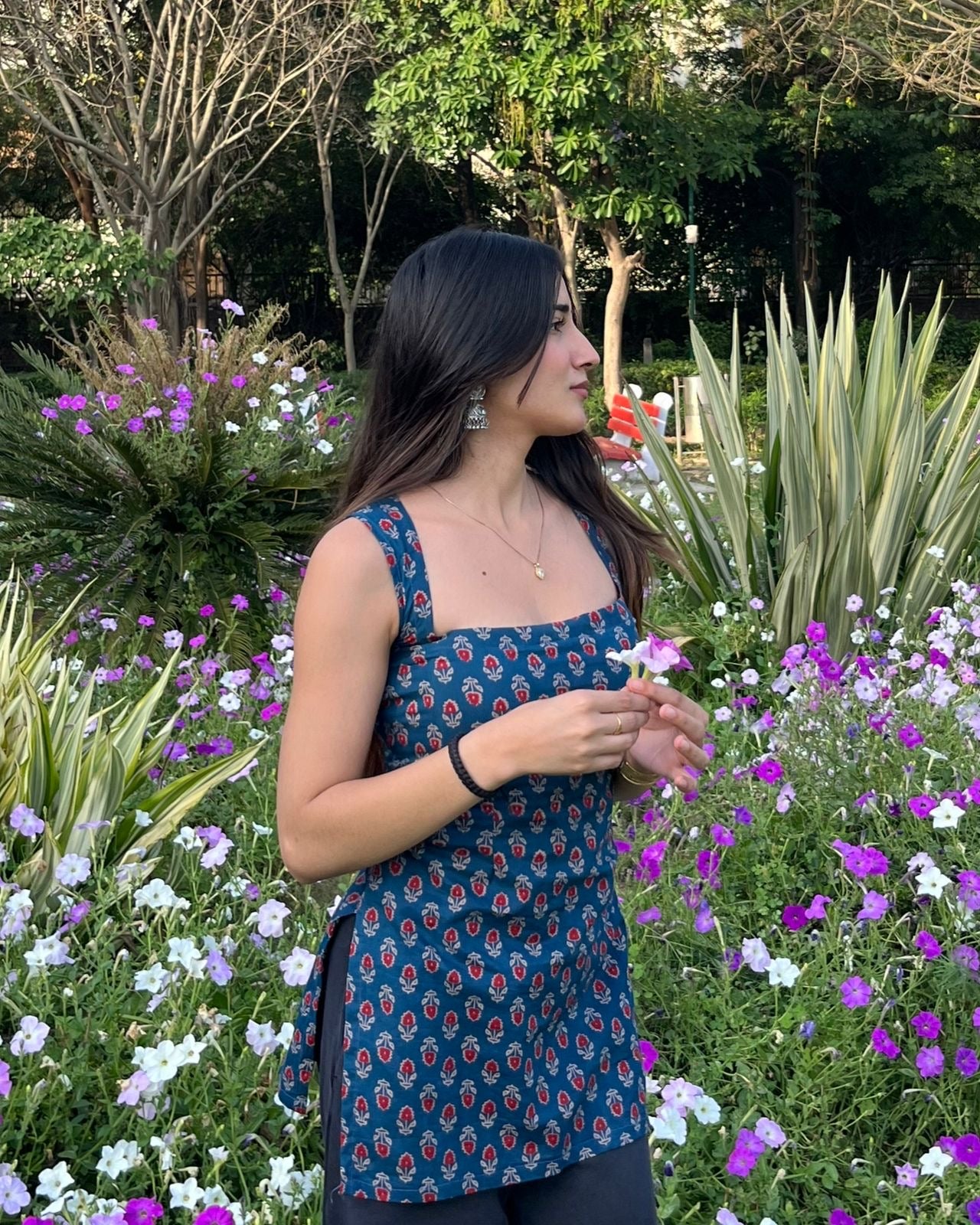 झरना Kurti 🌊 (Indigo Bagru Handblock Kurti)